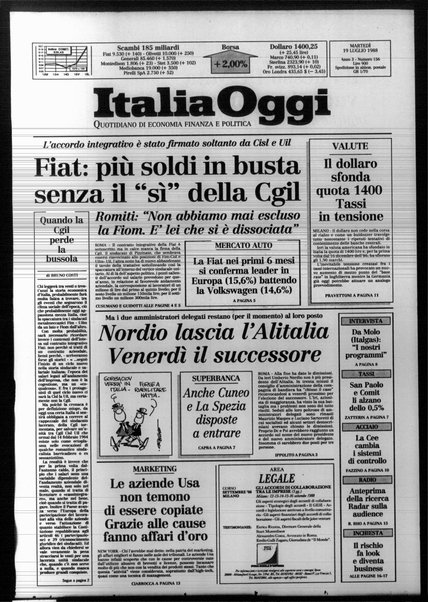 Italia oggi : quotidiano di economia finanza e politica